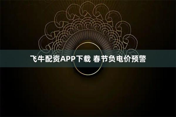 飞牛配资APP下载 春节负电价预警